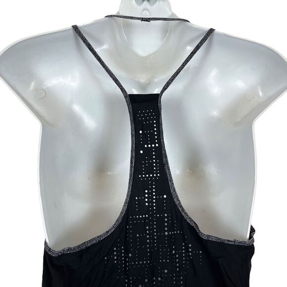 LULULEMON ATHLETICA White Black Racerback Tank Top Shirt Striped Perforated XS - Picture 5 of 16